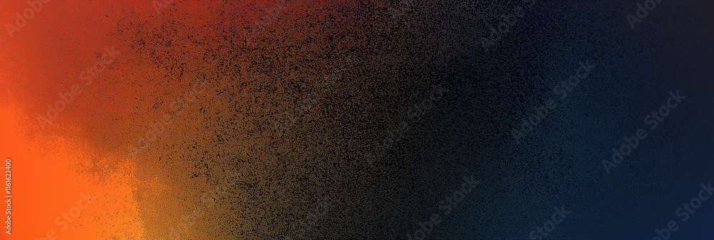 Poster Abstract background with orange, red and blue gradient and particles effect