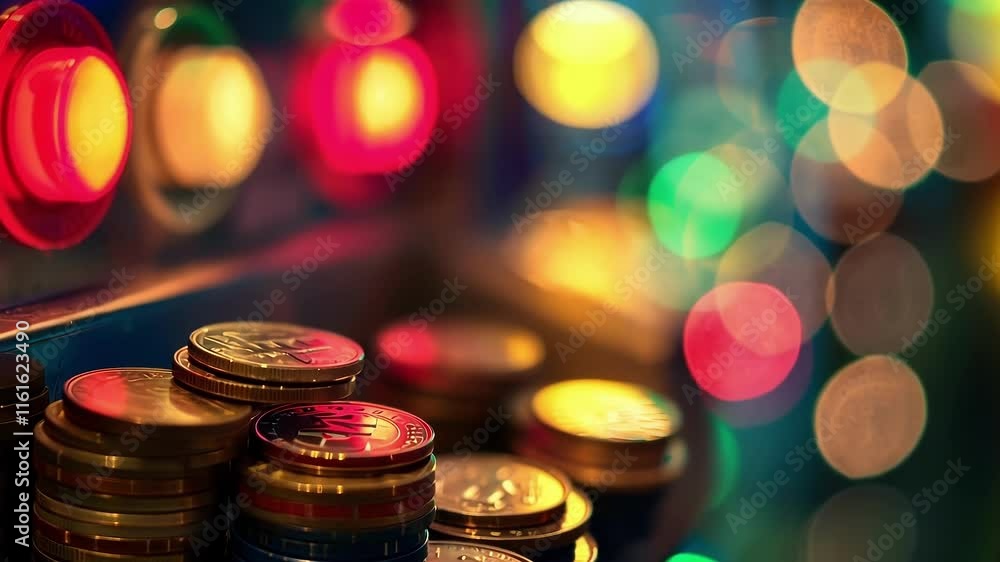 Poster the sound of buttons being pressed and coins clinking blends together in the defocused background.