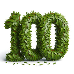 Number 100 made from leaves 