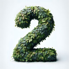 Number Two made of Green Leafs 