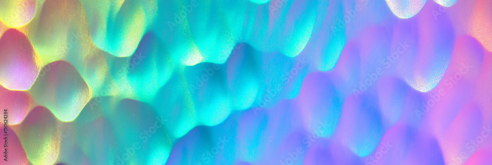 Poster Iridescent holographic abstract background creating smooth waves