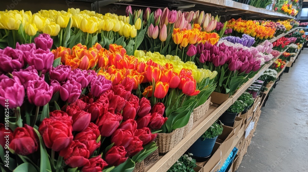 Poster spring tulip display in vivid colors.