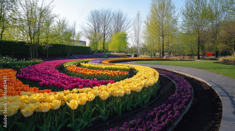Poster spring tulip display in vivid colors.