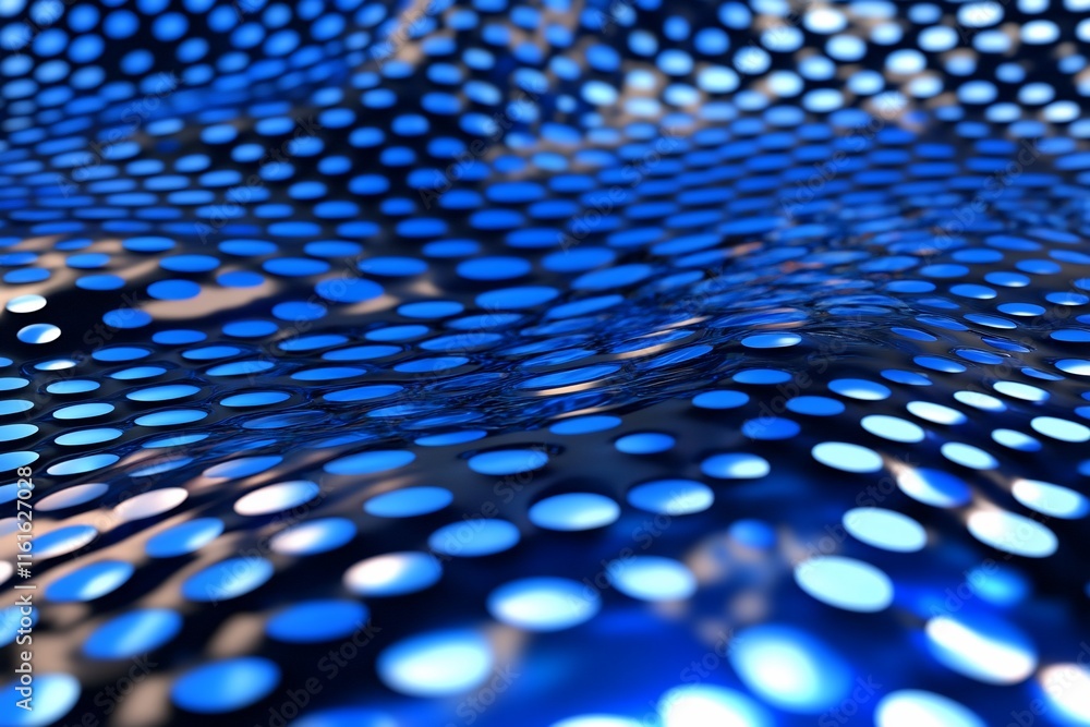Poster abstract blue surface with a dotted pattern and reflective quality.