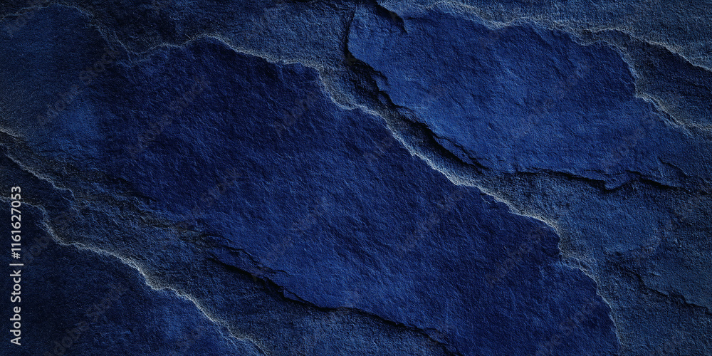 Poster Dark blue stone background showing rough texture surface with cracks