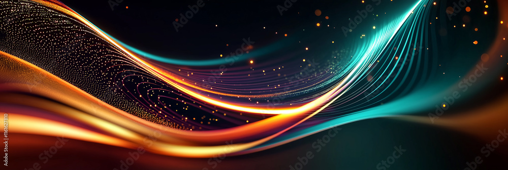 Aufkleber Abstract flowing particles and glowing waves creating dynamic energy patterns