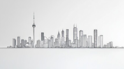 Obraz premium Wireframe sketch of a modern city skyline.