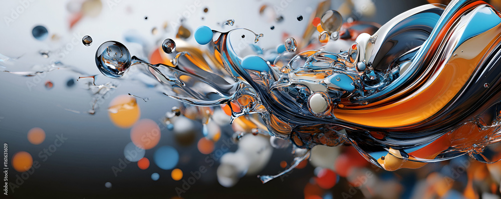 Aufkleber abstract liquid swirl, vibrant hues intertwine dynamically in a viscous dance, creating an ethereal 