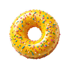 A Delicious Yellow Donut With Colorful Sprinkles Isolated on Transparent Background