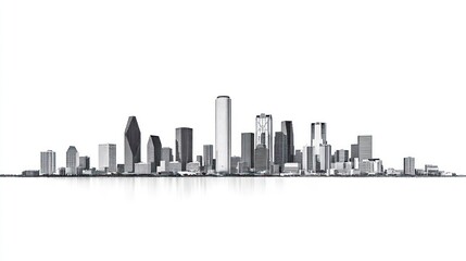 Naklejka premium Monochrome Dallas skyline illustration.