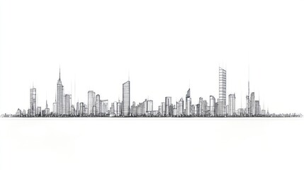 Obraz premium Sketch of a modern city skyline.