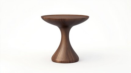 Modern walnut wood side table with unique hourglass base.