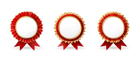 Fototapeta premium Three gold and white ribbons with red bows