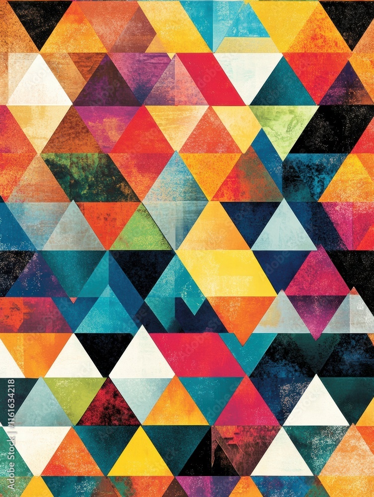 Leinwandbilder Mosaic inspired pattern of colorful triangles creating a vibrant and dynamic visual experience. Generative AI