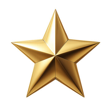 A Gleaming Gold Star Shines Brightly Against Black Isolated on Transparent Background