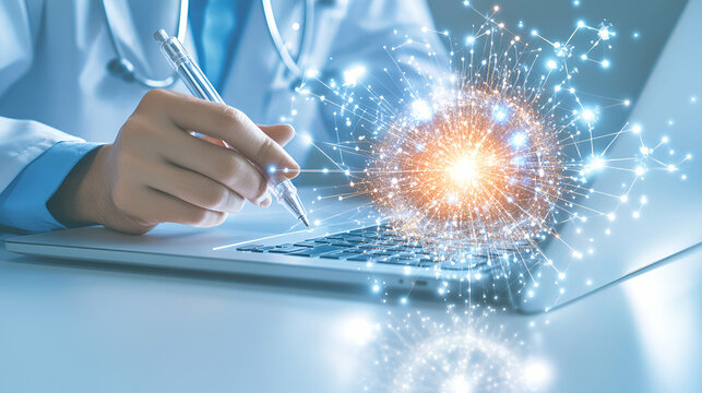 Doctor Using Laptop, Innovative Healthcare, Digital Medicine Network,  Future of Medicine,  Progressing Rapidly.