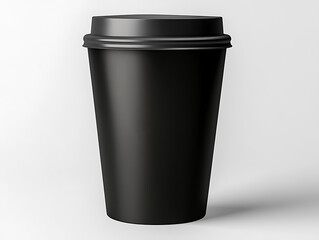 Minimalist white screen black coffee cup  mockup, blank, and soft natural lighting on a white background and package mockup design for branding