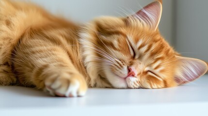 Calm Cat Dreaming on Table