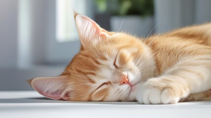 Sleeping Cat on a Table