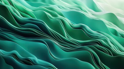 Obraz premium Colorful abstract waves in shades green and blue, evoking a sense calm and tranquility,