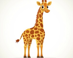 Cute giraffe cartoon vector icon illustration on a premium white background, highlighting its charm,