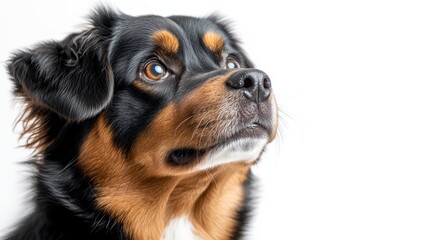 Curious Dog Gazes Upward