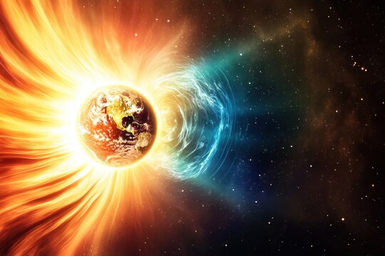 Earth s magnetic field is influenced by the sun solar wind and particle flow resulting in solar flares and geomagnetic storms