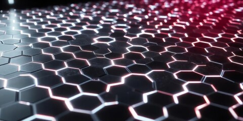 Obraz premium Abstract hexagonal pattern illuminated by light creating a modern and futuristic atmosphere indoors