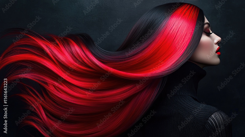 Poster a bold design with red-to-black gradients and smooth, flowing lines, creating a powerful and modern 