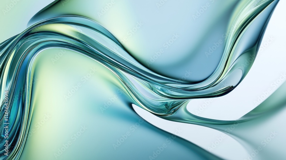 Poster a sleek abstract background with soft gradients of blue and green, featuring flowing lines creating 