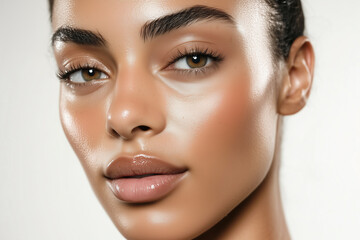 Fototapeta premium Beautiful skin woman face, healthy beauty skincare and cosmetics for adverstising. Generative Ai.
