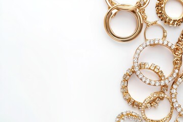 Fashion jewelry frame placed on a white background, with modern designs and clean lines.