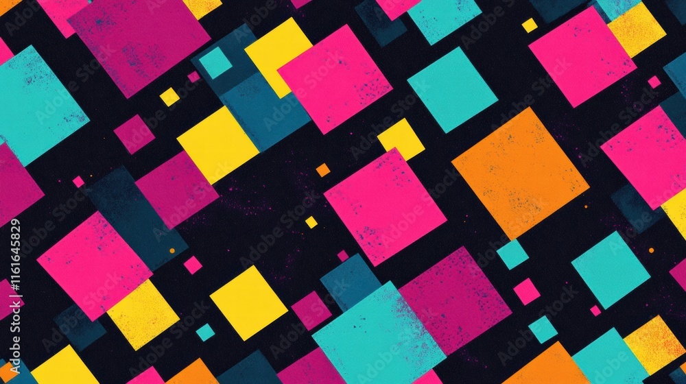 Aufkleber pixel art inspired seamless pattern of colorful geometric shapes in vibrant design for creative appl
