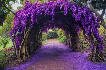 Naklejka premium Hardenbergia violacea climbing plant with purple flowers