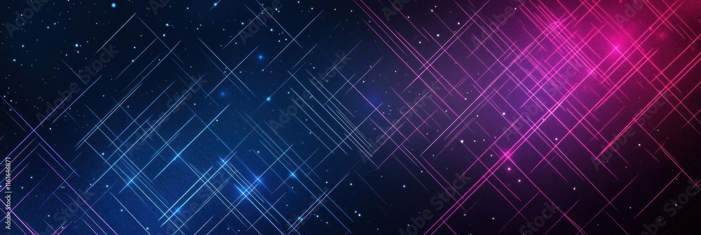 Poster Retro 1990s grid pattern with vibrant neon colors and sparkling effects in a digital design. Generative AI