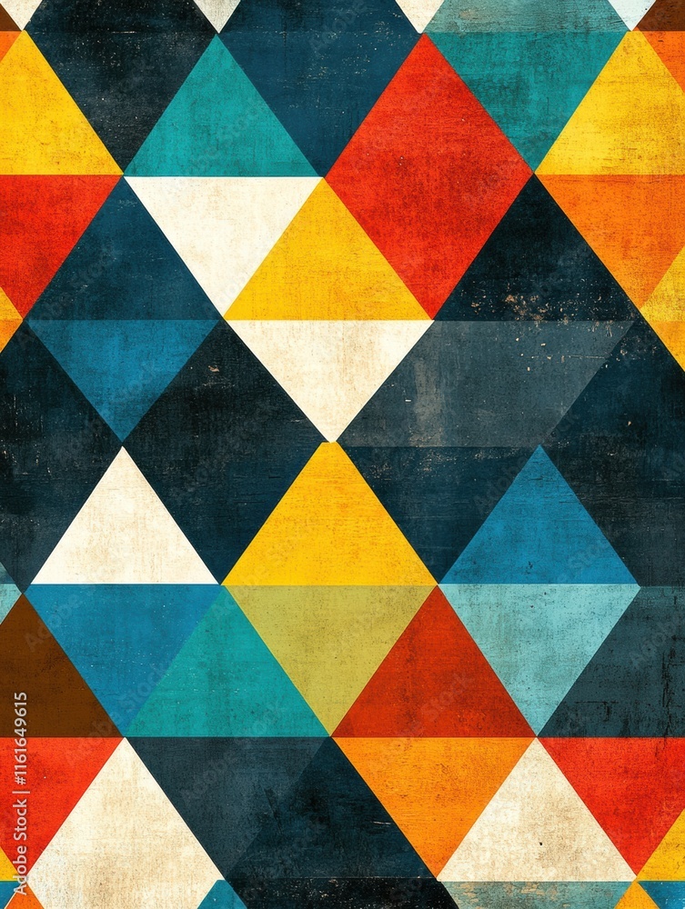 Leinwandbilder Mosaic pattern of colorful triangles creating an artistic design suitable for various decor styles. Generative AI