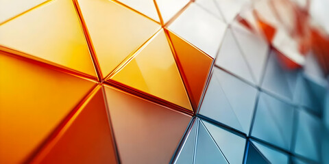Abstract Geometric Shapes, A Colorful, Shiny, and Textured Composition of Triangles Reflecting Light Vividly