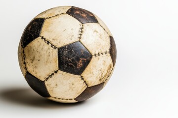 Lonely soccer ball on white surface