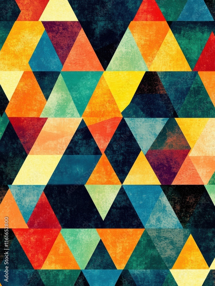 Aufkleber mosaic inspired pattern of colorful triangles featuring vibrant hues and geometric shapes. generativ