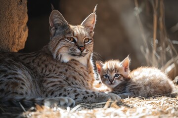 Obraz premium Mother of baby mammals domestic cats