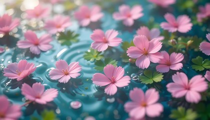 Naklejka premium pink blossom in spring In the water