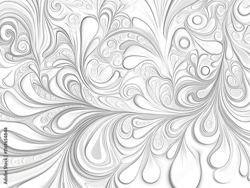 Poster grayscale swirling fractal pattern