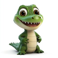 Fototapeta premium Adorable 3D Render of a Happy Baby Crocodile