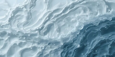 Fototapeta premium transparent clear calm water surface texture with ripples, splashes. Abstract nature banner background. Dark grey water waves. Copy space, top view. Cosmetic moisturizer micellar toner emulsion