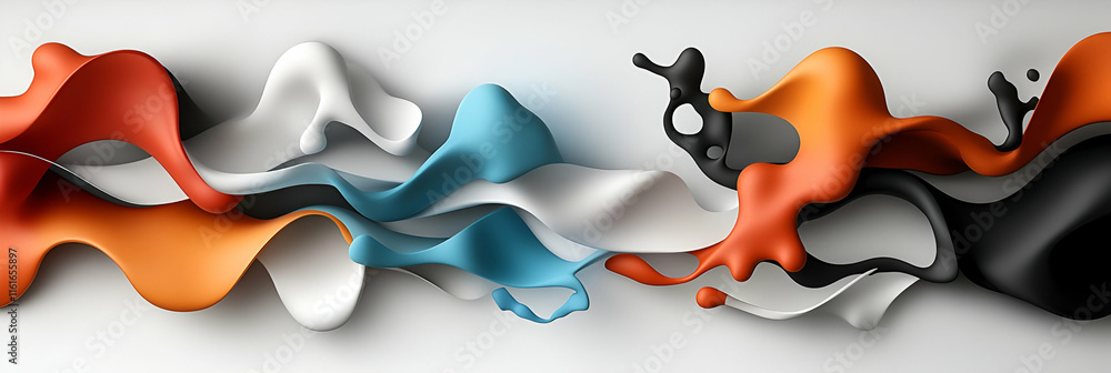 Poster abstract fluid art, colorful swirls intertwine dynamically, creating a visually stunning masterpiece