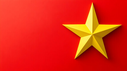 Yellow Star on Red Background, Festive Symbol of Hope, Joy, and Celebration, Representing Dreams and Aspirations Brightly.