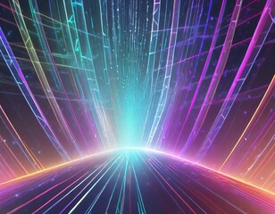 Dynamic Gradient Background with Futuristic Neon Lines and Digital Glow