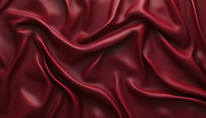 Fototapeta premium Luxurious red satin fabric with smooth, flowing texture and elegant drapes. rich color and sheen create sophisticated and opulent appearance, perfect for various design applications