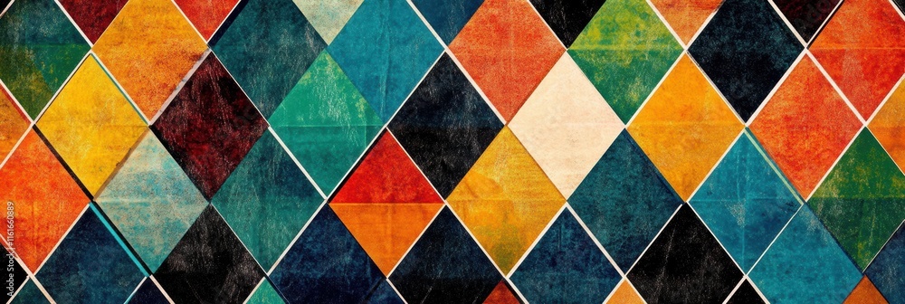 Leinwandbilder mosaic inspired pattern featuring colorful triangles in vibrant shades showcasing artistic design an