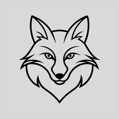Fox Head line art silhouette vector logo illustration